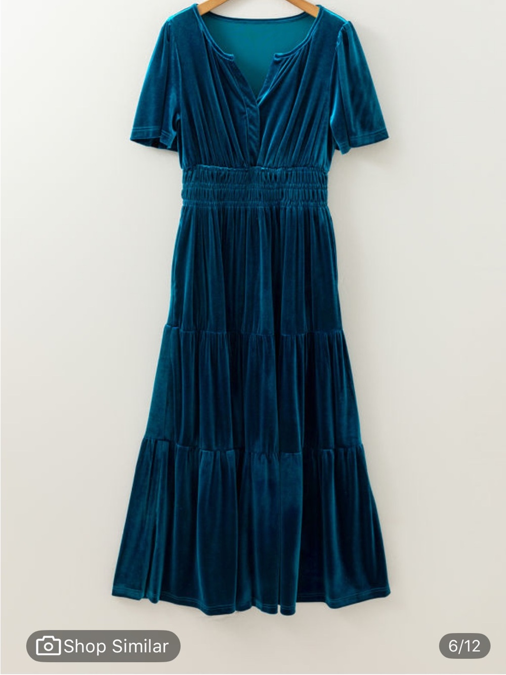 Blue Velvet Tiered Midi Dress New Without Tags